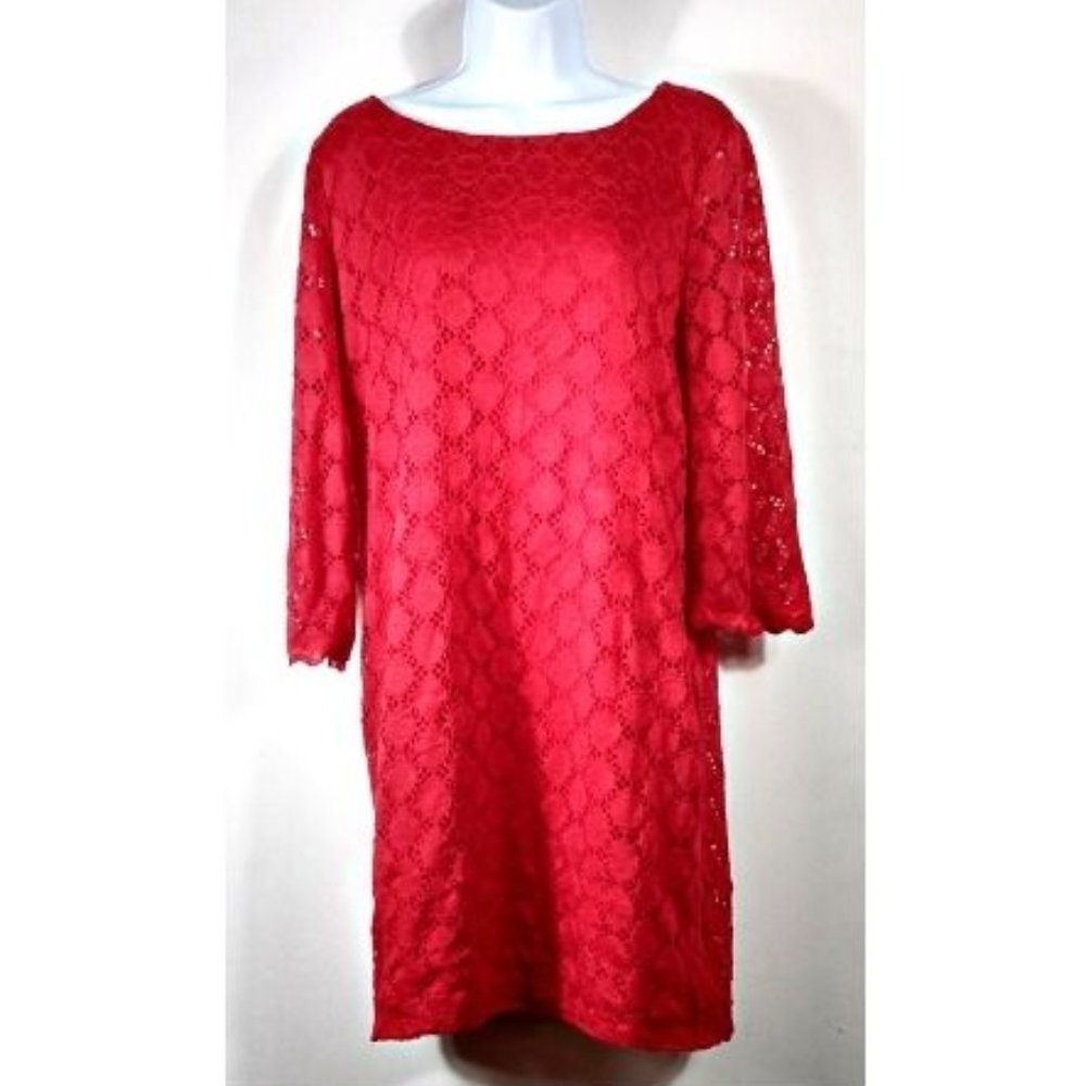 Tacera Casual Embroidered Red Dress, Size: large